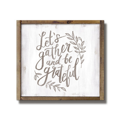 «Let's Gather And Be Grateful», reproduction d'art sur bois