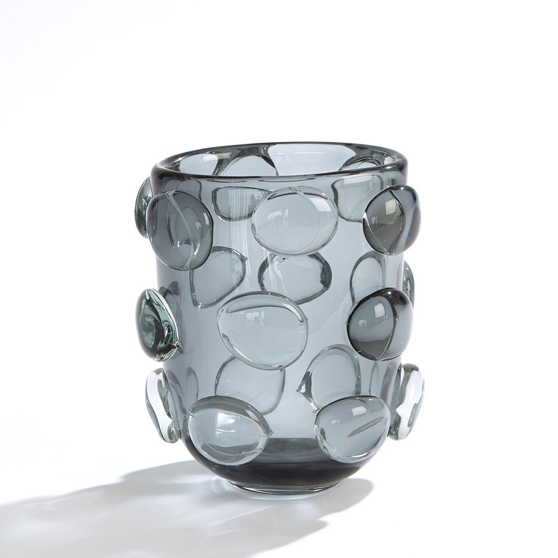 Rondelle Handcrafted Glass Table Vase, 8" H x 6.5" W x 5.5" D