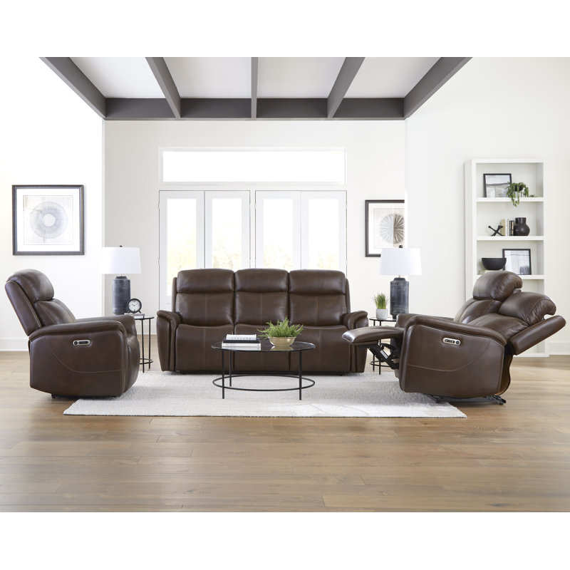 Causeuse et fauteuil inclinable électrique Allysia, Auburn, 3 pièces: canapé, causeuse, fauteuil inclinable