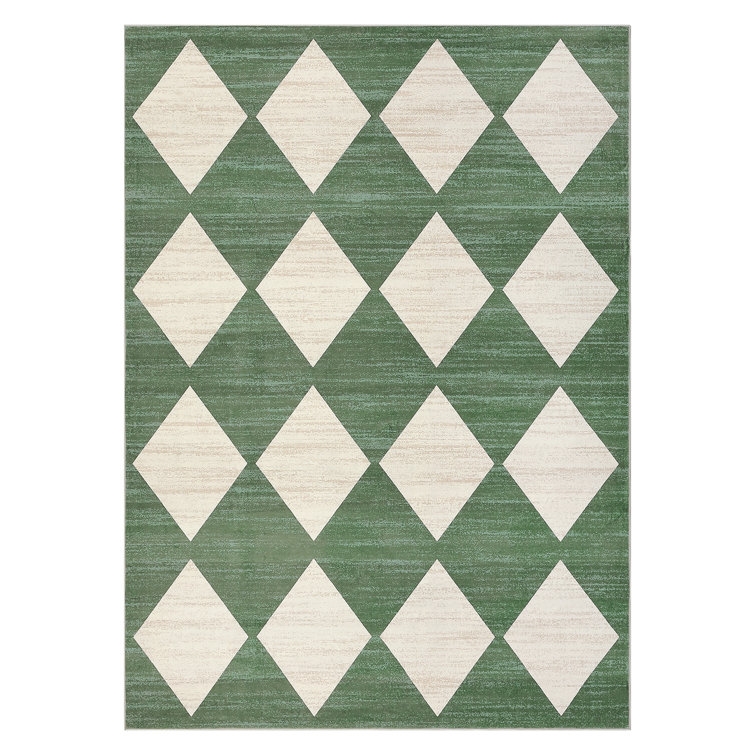 Machine Washable Rugs Distressed Trellis Rug for Living Room Non Slip Stain Resistant Carpet Modern Checkered Farmhouse Floor Cover