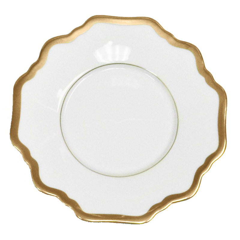 Annas Palette 6" Tea Saucer, White/Gold