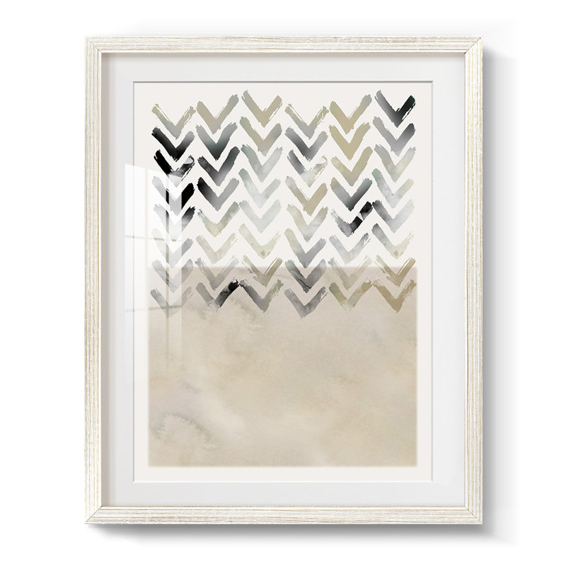 Neutral Chevron -Framed Print, 28.5" H x 20.5" W, White