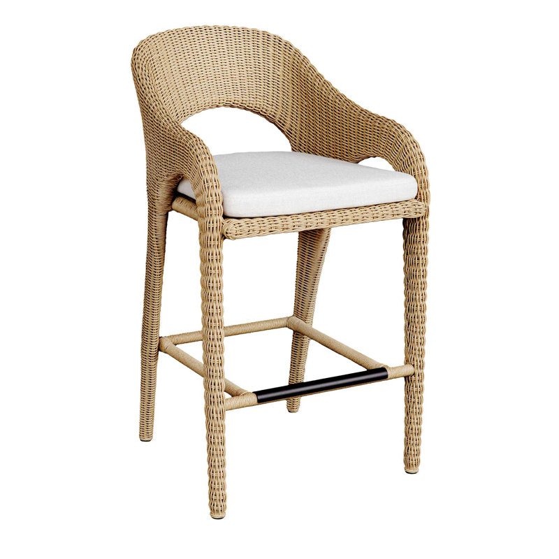  Kavali Outdoor Wicker Barstool, 27.75"