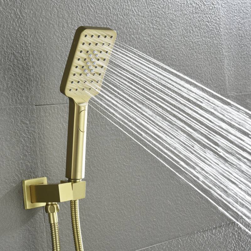 Pressure-Balanced 2-Function Shower System With Rough-In Valve With Mult-Function Handshower, Brushed Gold