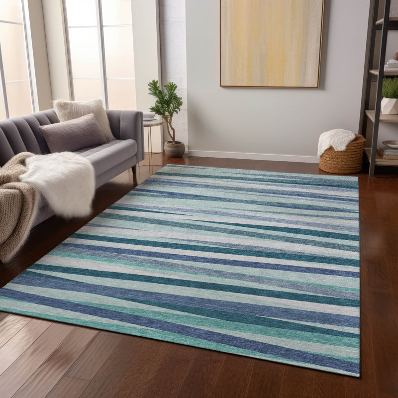 Liora Teal Washable Indoor-Outdoor Rug - , 2'6" x 3'10"