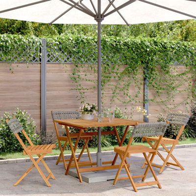 4 - Person Acacia Wood Patio Dining Set with Square Table