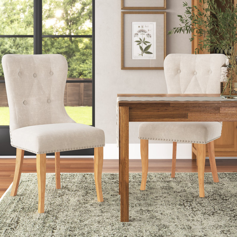 Bristol 49cm H Polyester Blend Upholstered Side Chair, Beige