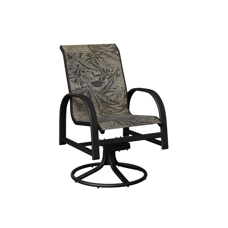 Chaise berçante pivotante en aluminium noir mat Berlin Slings avec tissu Sumba Mocha, Sumba moka, Noir mat