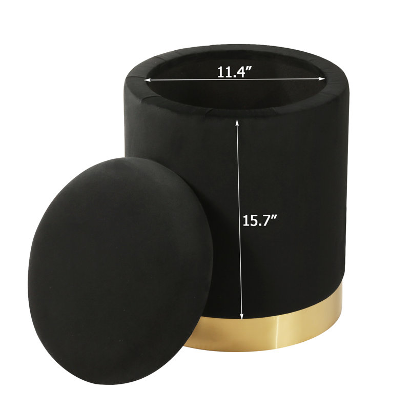 Repose-pieds rond avec rangement en velours, Black