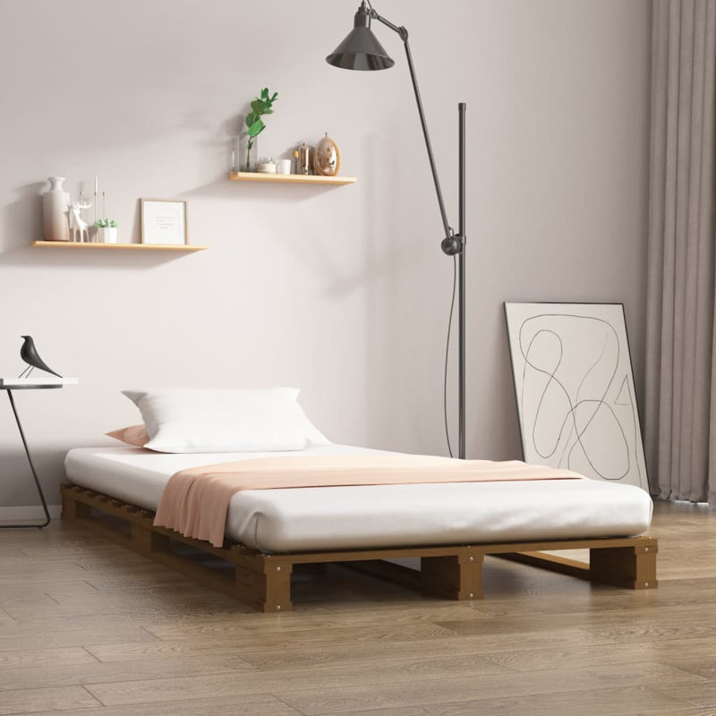 Pallet Bed Solid Wood, natural, European Single (90 x 200 cm)