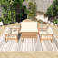 Ensemble de conversation de patio 4 pièces en bois avec coussin beige-1535702522