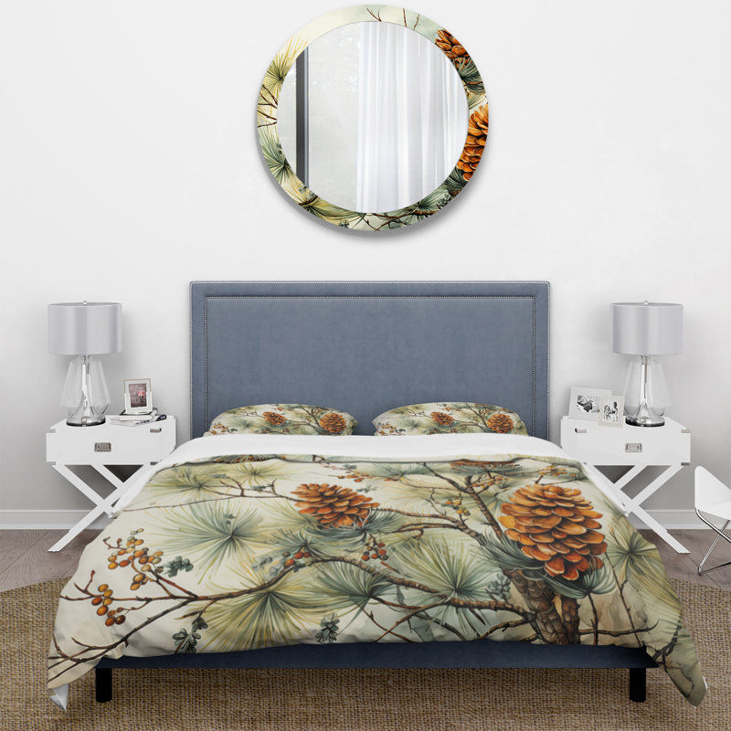 Pine Tree Pine Beauty II - Tree Pine Duvet Cover Set - Microfiber Polyester, Queen Duvet Cover + 2 Standard Shams