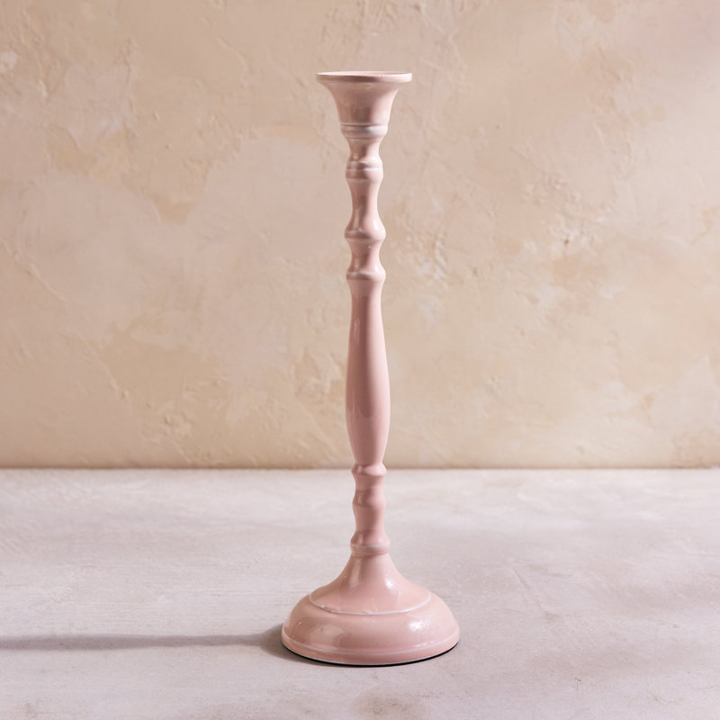 Grand bougeoir rose clair Nera, 12.5" H x 3.8" W x 0.5" D