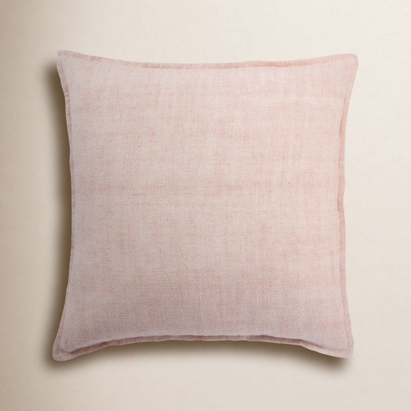 Avey Linen Reversible Pillow Cover, Light Pink