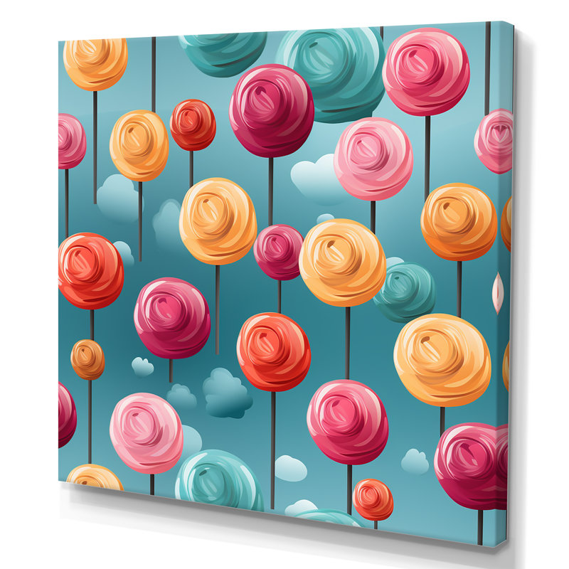 «Lollipop Dream Pattern IV - Desserts», art mural, H 30 po x l 30 po x P 1,5 po