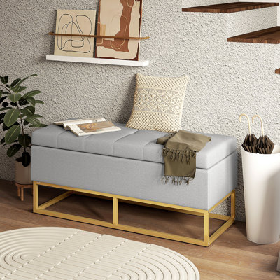 Repose-pieds avec rangement et repose-pieds avec banc de rangement rembourré gris