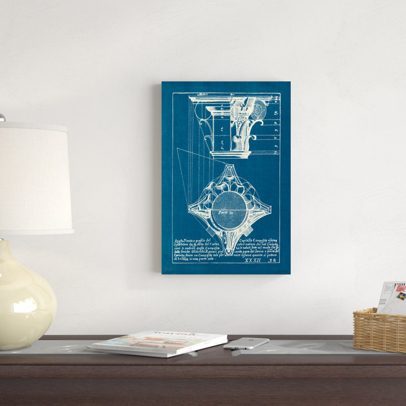 "Architectural Dessins X Blueprint" par Wild Apple Portfolio - impression sur toile tendue, H 18 po x l 12 po