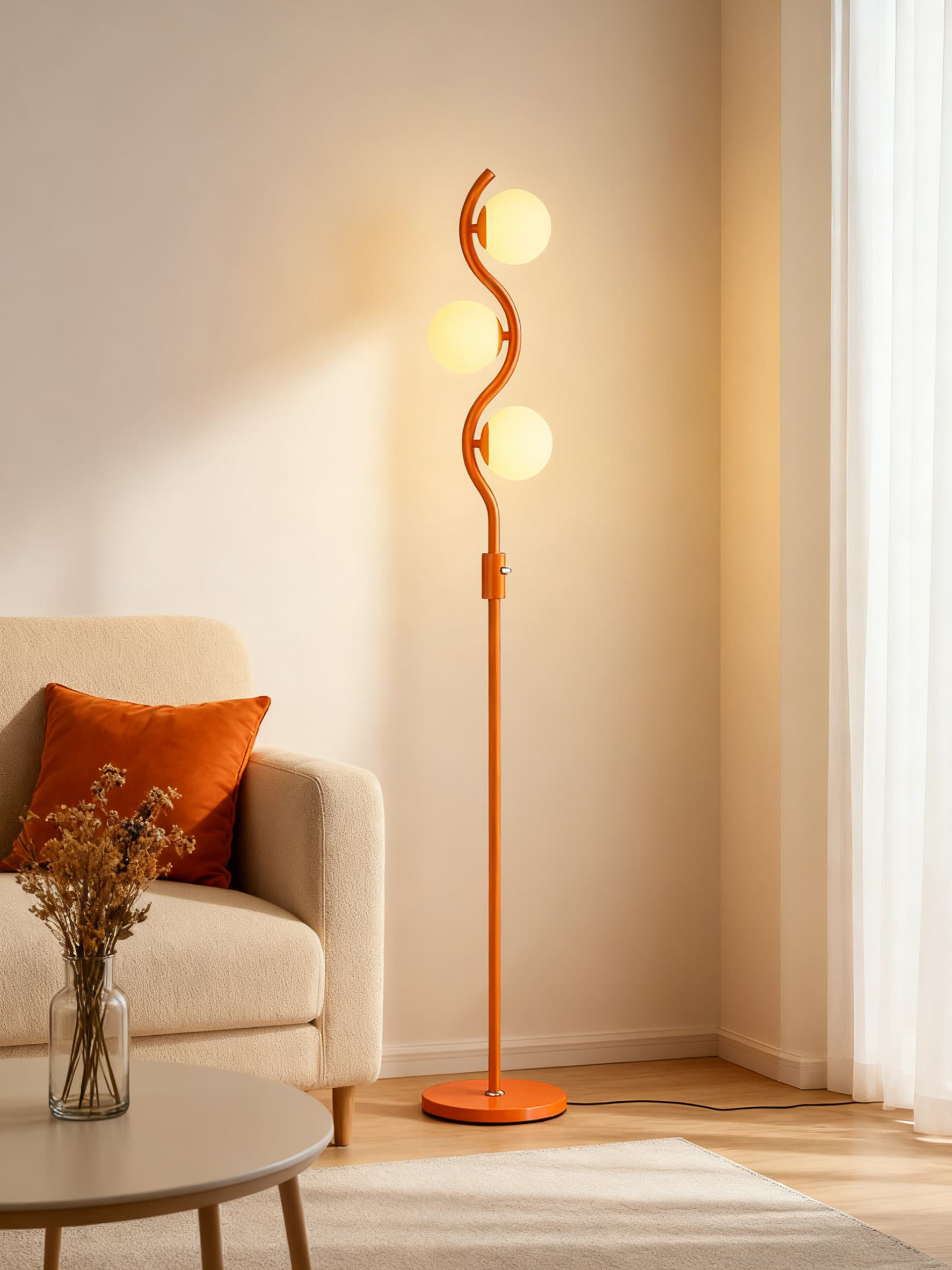 George Oliver Mid-Century Modern Dimmable Floor Lamp With 3 Globes, Stepless Brightness Adjustable Standing Lamp For Living Room, Bedroom, Office, Includes 3 G9 Bulbs And Stable Weighted Base | Wayfair