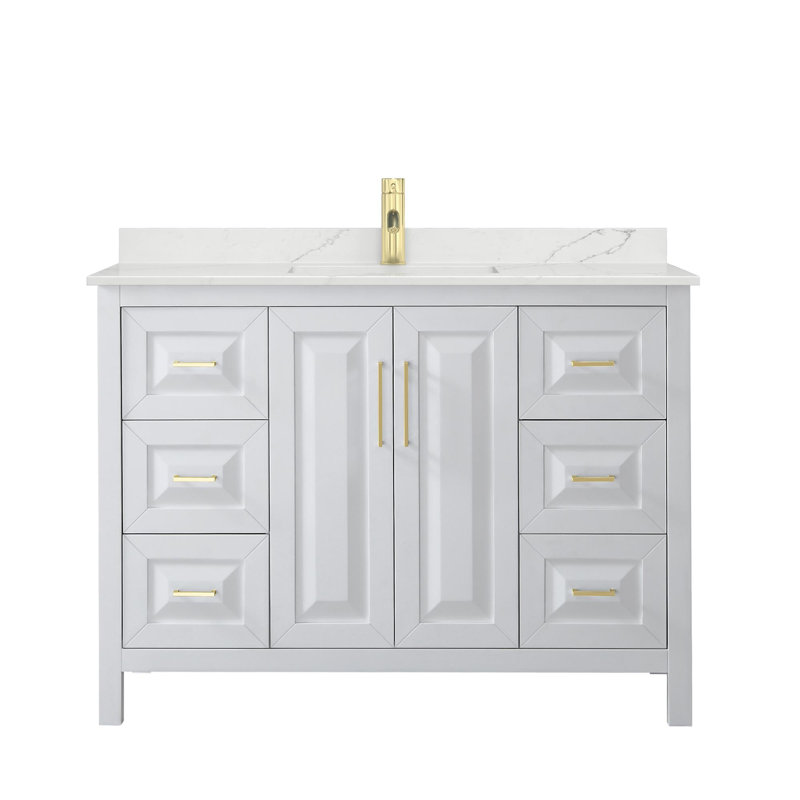 Daria 48'' W Vanity, White, Brushed Gold, Giotto Quartz