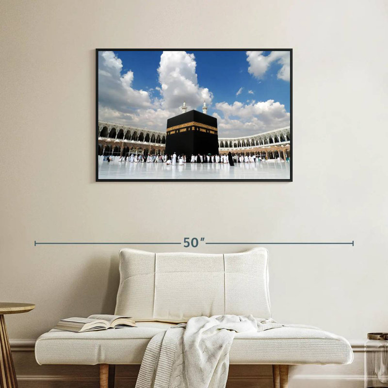 Grande mosquée de la Mecque, Cadre flottant noir, 37 po x 25 po