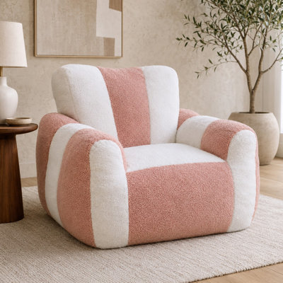 Double-Color Striped Large Size Teddy Fabric Bean Bag Chairs