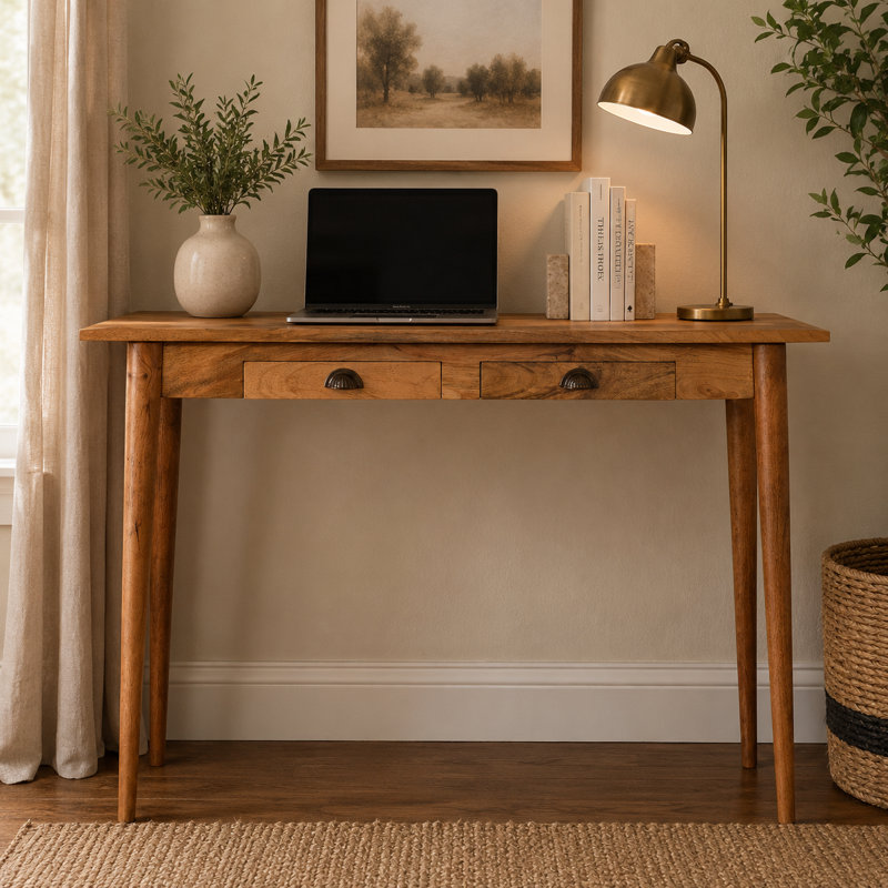 Michaud Solid Wood Writing Desk with Power Outlet