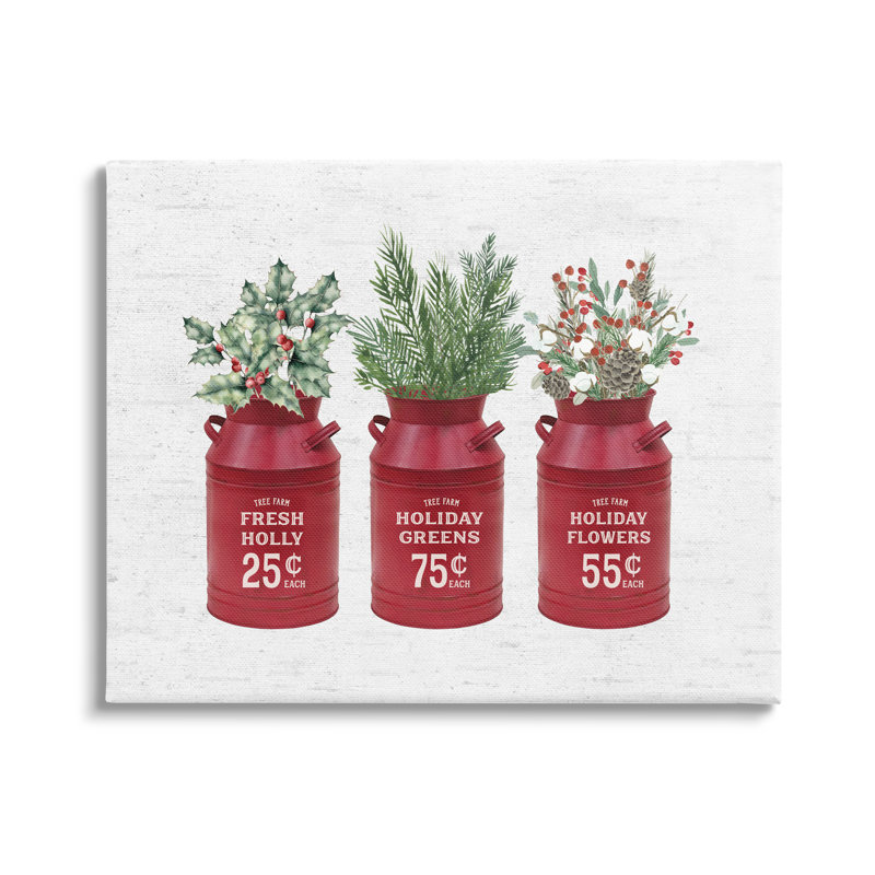 Rustic Country Jugs Festive Holiday Holly Sprigs, art numérique de la giclée noire encadrée avec lettres et lignes