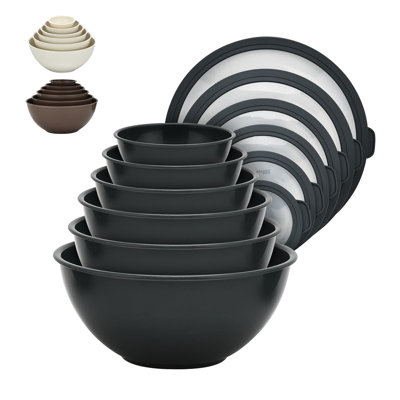 Ensemble de bols à mélanger 12 pièces avec 6 couvercles en plastique Bakken Master