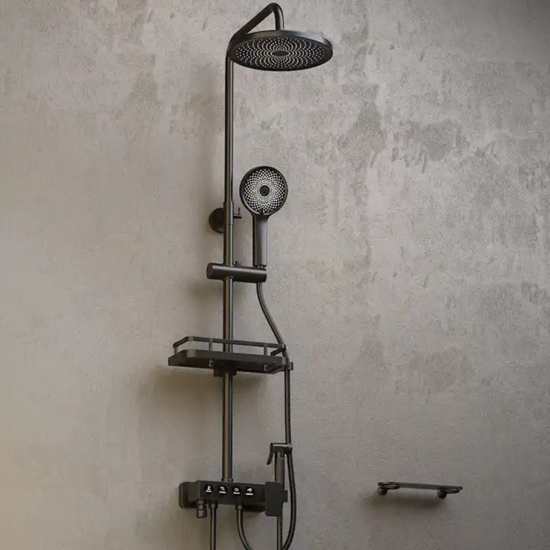 Juno Commercial Light Gray Wall Mounted Single Handle Bathroom Shower Faucet Set
