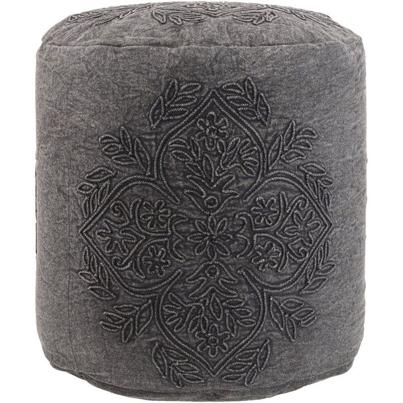 Fredric Upholstered Pouf, Gray 100% Cotton
