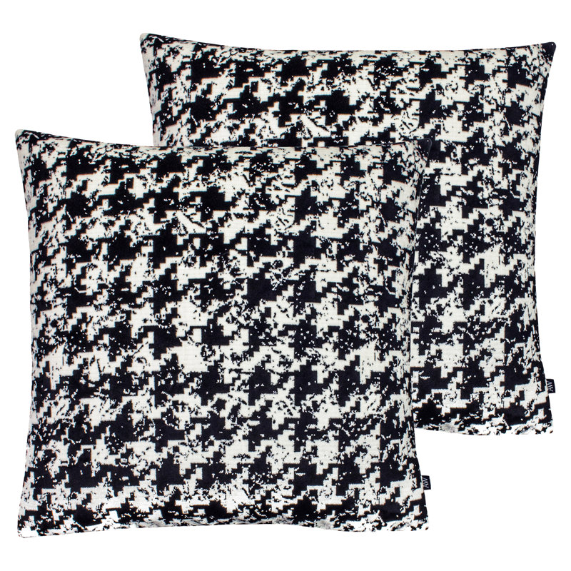 Houndstooth Square Cushion, Rose Sand/Mocha, Feather