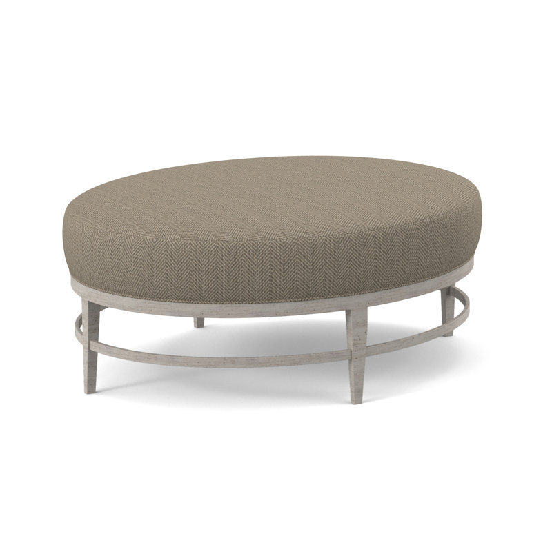 Elliptic Oval Ottoman, Bisque, Venice Ivory 100% Polyester