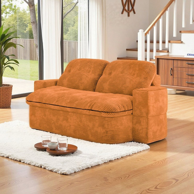 Canapé-lit modulaire convertible 2-en-1, Brun