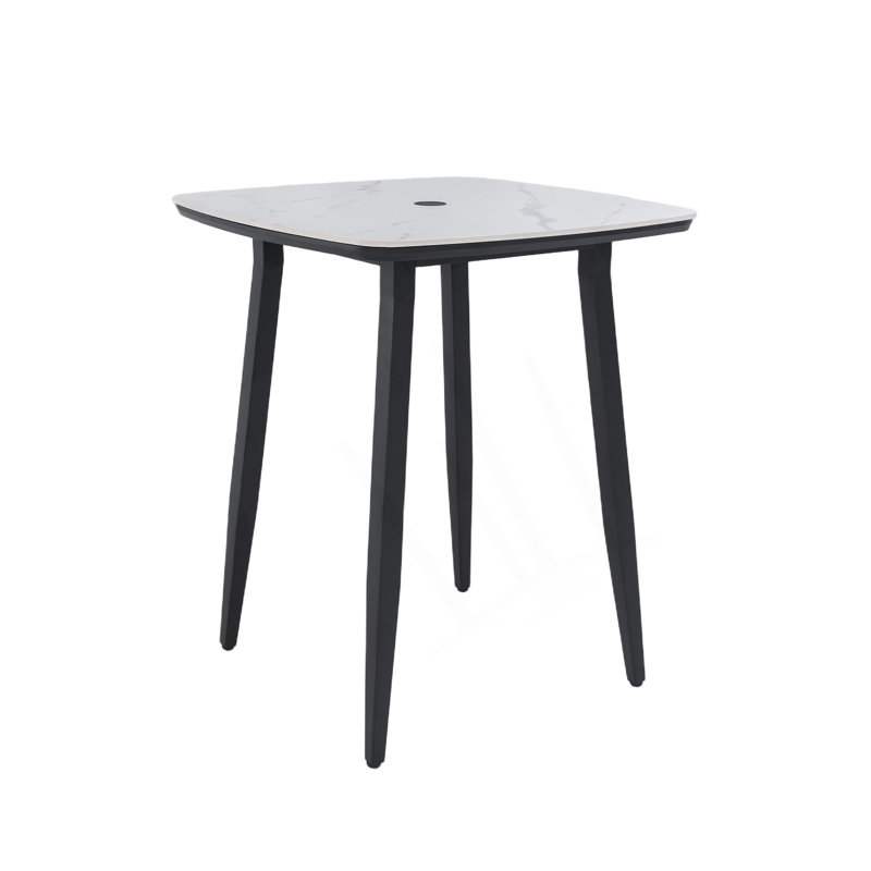 Table de bar d'extérieur moderne carrée 35,4 po