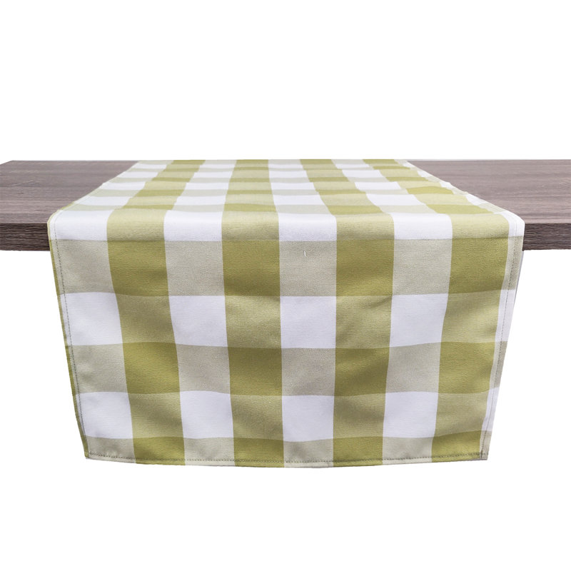 Beige-White Handmade Buffalo Check 16"X36" Table Runner, Indigo, 54" x 16"