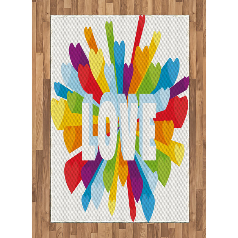 Colorful High Density Long Fiber Poly Threads Decorative Area Rug Carpet, Rectangle 4' x 5'8"