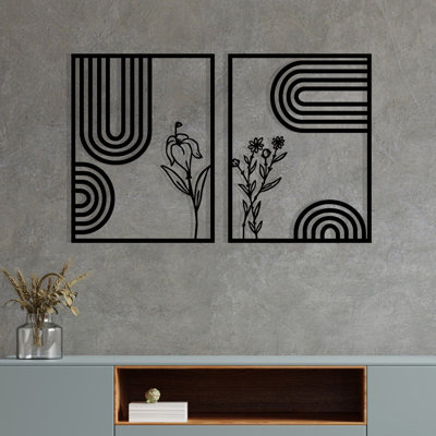 Élégant accessoire mural en métal noir décoratif, 36,2 po x 23,6 po | 100% métal durable, épaisseur: 0,05 pouce | Parfait pour la décoration intérieure, le design moderne ajoute de l'élégance à tout espace
