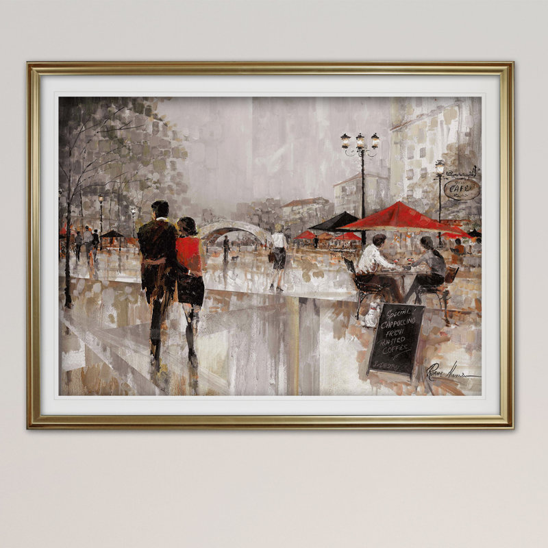 Reproduction sur toile « Charm » Arianie, Impression encadrée avec passe-partout, H 28 po x l 38 po, Doré