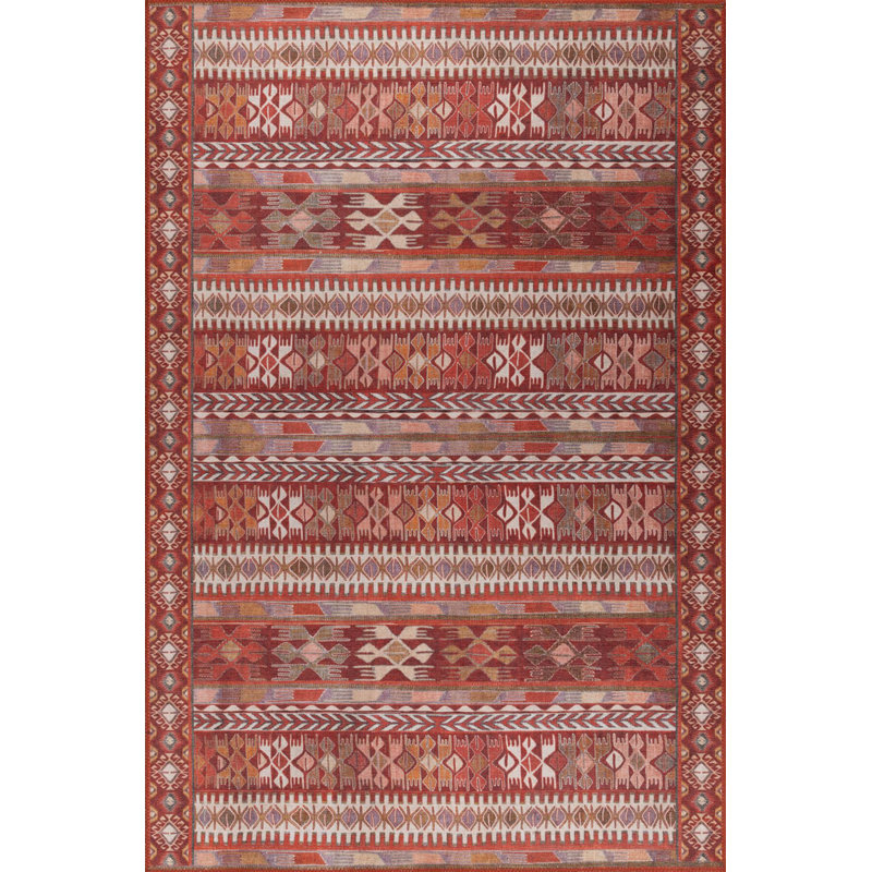 Red Burgundy Moroccan Vintage Look Woven Base Decorative Carpet, Rectangle 7'7" x 10'10"