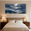 Birds Seagull Soaring Over Ocean Waves Under Sky, ensemble de 3 impressions sur toile-419921430