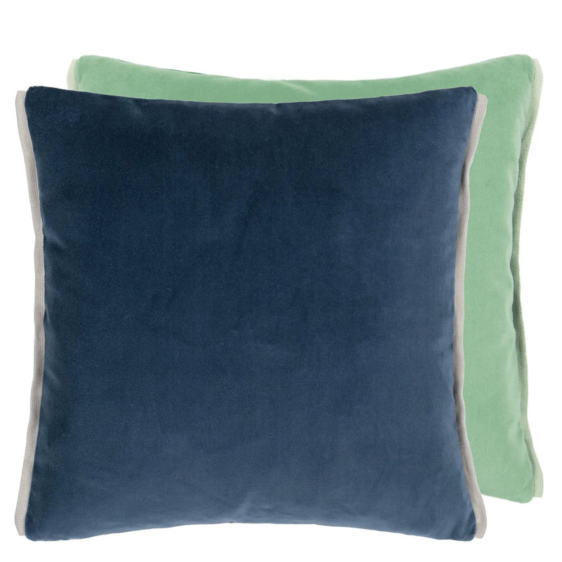 Varese Velvet Decorative Pillow, 22" H x 22" W, Cadet/Pale Jade