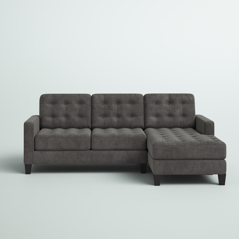 Upholstered L-Shaped Sectional Reversible, Polyester Blend Stone Grey