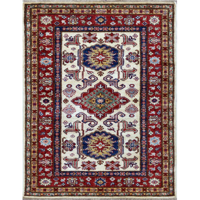 Traditional, Transitional One-of-a-Kind Rectangle 3'2" X 4'1" Hand Knotted Area Rug