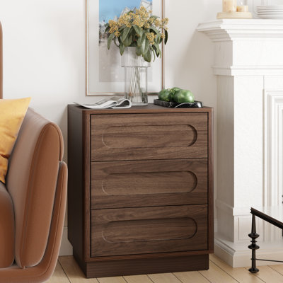 Ashlie Mid-Century Modern Nightstand With 3 Drawers