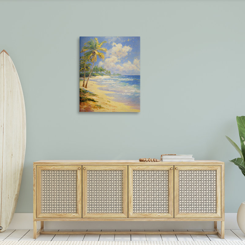 «Sunlit Shore Scenery», art mural sur toile par Gina Kelly, H 40 po x l 30 po
