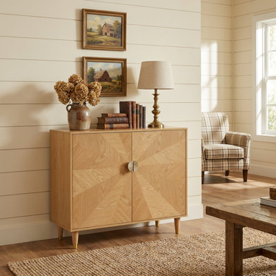 Mid-Century Wood Buffet Cabinet with 2 Doors & Shelves, 39.4" Sideboard