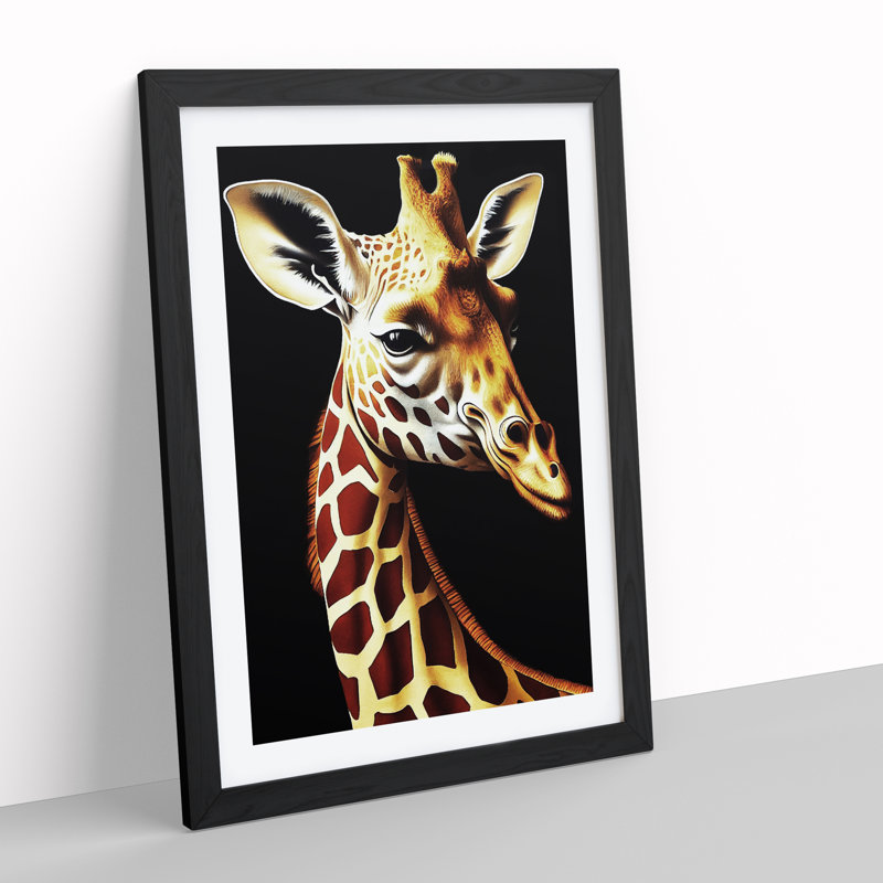 Pretty Giraffe - Single Picture Frame Print, Black Framed, 64cm H x 46cm W x 2cm D