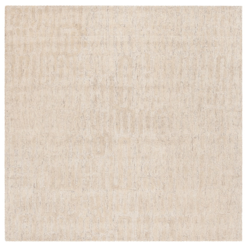 Hopley Ebony Hand Tufted Wool/Cotton Rug in Beige, Square 6'