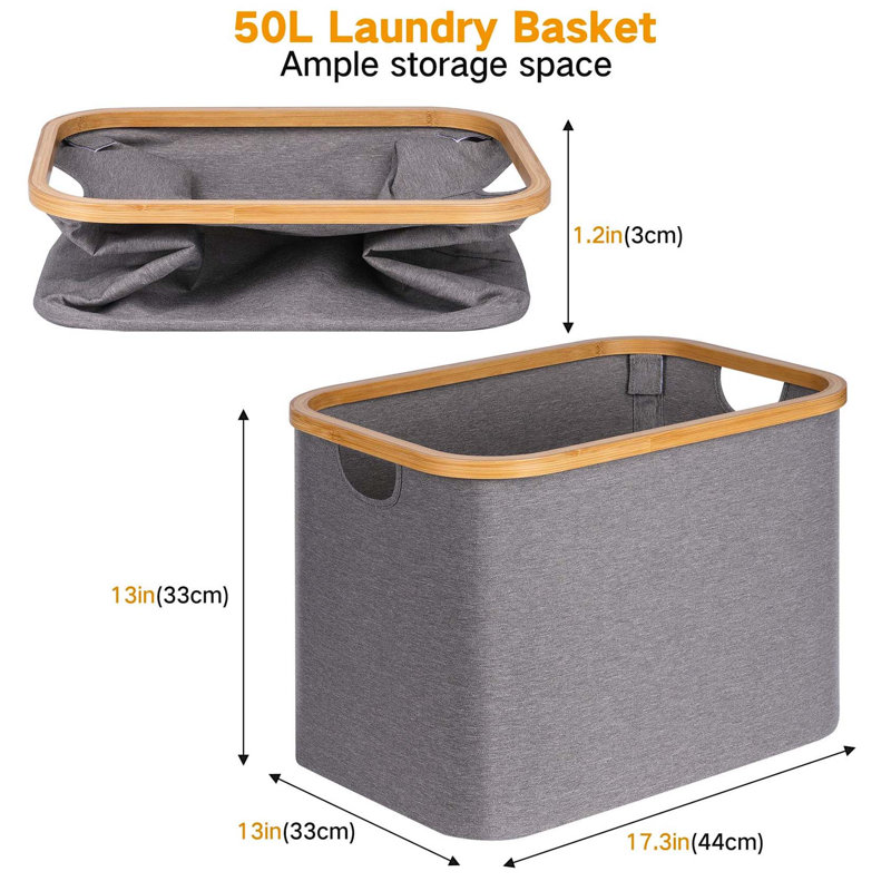 Bhargava Laundry Basket with Handles, 33 x 44 x 33, Grey