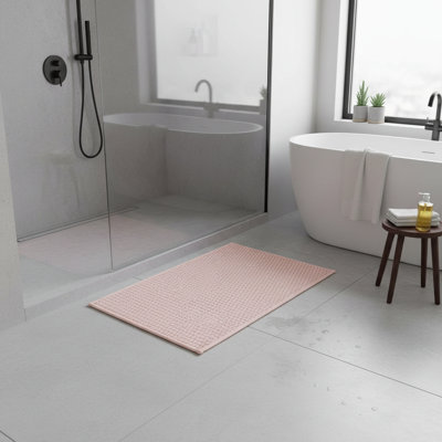 16"x24" Non Slip Washable Thin Bath Mat, Super Absorbent Quick Dry Low Pile Bathroom Rug